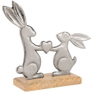 Изображение товара Фигурка Зайцы Eglo Amoatsy 427366 L235, B70, H210 алюминий, дерево манго, серебряный, натуральный