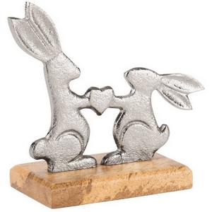 Изображение товара Фигурка Зайцы Eglo Amoatsy 427367 L165, B70, H153 алюминий, дерево манго, серебряный ,натуральный