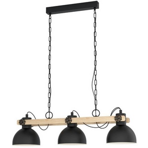 Изображение товара Подвесной светильник Eglo Lubenham 43992 3х28W(E27) сталь, дерево, черный, коричневый