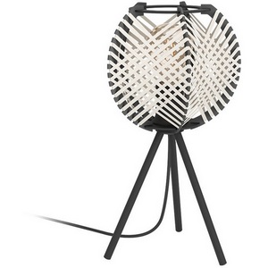 Изображение товара Настольная лампа Eglo Waverton 44008 1х40W (E27) сталь черный / текстиль, дерево, белый, черный