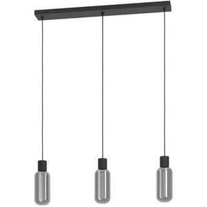 Изображение товара Подвесной светильник Eglo Majone 901005 3х4W (E27) сталь, дерево, черный/затемненное стекло
