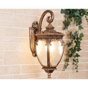 Изображение товара Настенный уличный фонарь под старину IP44 (GLYF-8024D) черное золото Elektrostandard Andromeda GLYF-8024D
