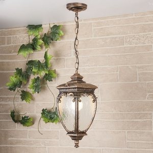 Изображение товара Уличный светильник под старину подвесной IP44 H (GLYF-8024H) черное золото Elektrostandard Andromeda GLYF-8024H