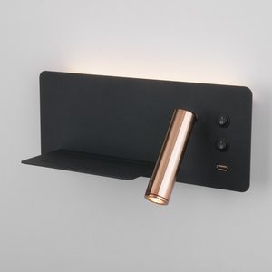 Изображение товара Бра светодиодное для чтения с USB-портом и выключателем с полкой MRL Elektrostandard Fant LED 1113 чёрный/золото a053083