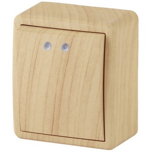 Изображение товара Выключатель накладной одноклавишный с подсветкой (сосна) ЭРА 11-1202-11