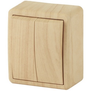 Изображение товара Выключатель накладной двухклавишный (сосна) ЭРА 11-1204-11