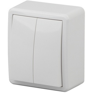 Изображение товара Выключатель накладной двухклавишный с подсветкой (белый) ЭРА 11-1205-01