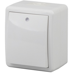 Изображение товара Выключатель накладной одноклавишный с подсветкой (белый) IP54 ЭРА 11-1402-01