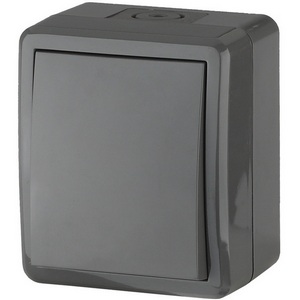 Изображение товара Проходной переключатель накладной одноклавишный (серый) IP54 ЭРА 11-1403-03