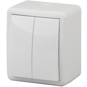 Изображение товара Выключатель накладной двухклавишный (белый) IP54 ЭРА 11-1404-01