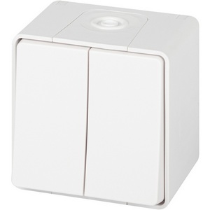 Изображение товара Переключатель двухклавишный (белый) ЭРА 11-1506-01 11-1506-01