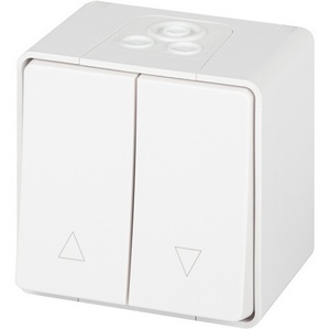 Изображение товара Проходной переключатель накладной одноклавишный для жалюзи (белый) IP55 ЭРА 11-1508-01