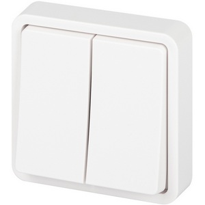 Изображение товара Выключатель встраиваемый двухклавишный (белый) IP55 ЭРА 11-1524-01