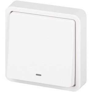 Изображение товара Проходной переключатель одноклавишный встраиваемый с подсветкой (белый) IP55 ЭРА 11-1527-01