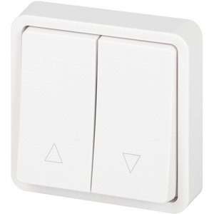 Изображение товара Проходной переключатель одноклавишный встраиваемый для жалюзи (белый) IP55 ЭРА 11-1528-01