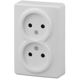 Изображение товара Розетка накладная двойная без заземления (белый) ЭРА 11-2202-01