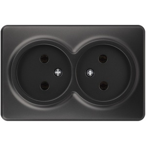 Изображение товара Розетка накладная двойная без заземления (антрацит) ЭРА 11-2202-05
