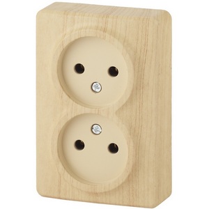 Изображение товара Розетка накладная двойная без заземления (сосна) ЭРА 11-2202-11