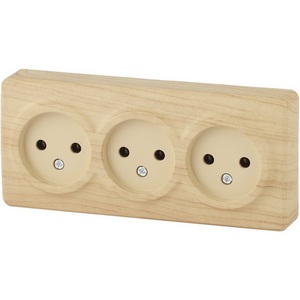 Изображение товара Розетка накладная тройная без заземления (сосна) ЭРА 11-2207-11