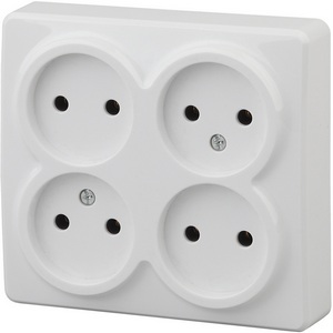 Изображение товара Розетка накладная четверная без заземления (белый) ЭРА 11-2210-01