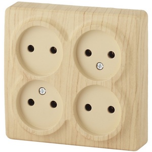 Изображение товара Розетка накладная четверная без заземления (сосна) ЭРА 11-2210-11