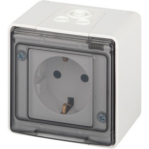 Изображение товара Розетка накладная с заземлением и крышкой (белый) IP55 ЭРА 11-2501-01