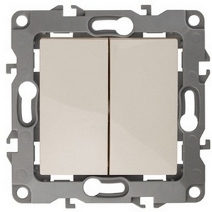 Изображение товара Выключатель встраиваемый двухклавишный (слоновая кость) ЭРА 12-1004-02