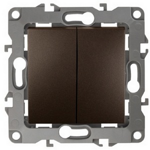 Изображение товара Выключатель встраиваемый двухклавишный (бронза) ЭРА 12-1004-13
