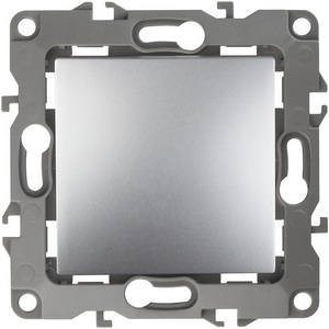 Изображение товара Выключатель встраиваемый одноклавишный (алюминий) ЭРА 12-1101-03
