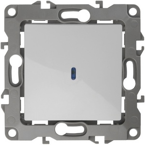 Изображение товара Выключатель встраиваемый одноклавишный с подсветкой (белый) ЭРА 12-1102-01