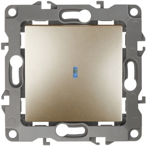 Изображение товара Выключатель встраиваемый одноклавишный с подсветкой (шампань) ЭРА 12-1102-04