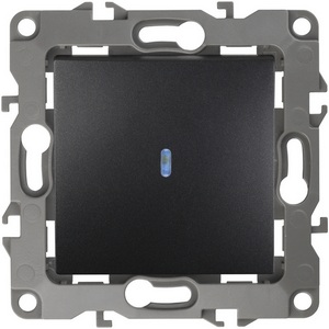 Изображение товара Выключатель встраиваемый одноклавишный с подсветкой (антрацит) ЭРА 12-1102-05
