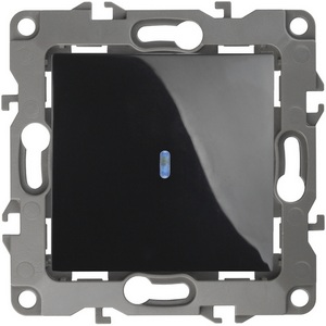 Изображение товара Выключатель встраиваемый одноклавишный с подсветкой (черный) ЭРА 12-1102-06