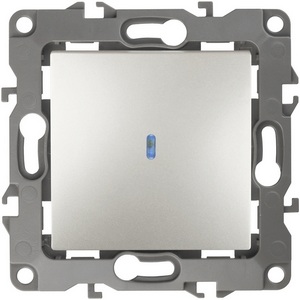 Изображение товара Выключатель встраиваемый одноклавишный с подсветкой (перламутровый) ЭРА 12-1102-15