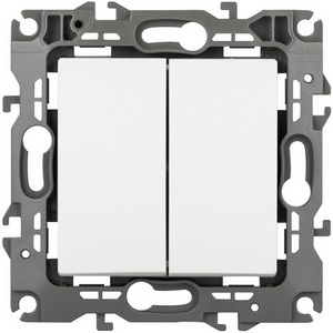 Изображение товара Выключатель встраиваемый двухклавишный (белый матовый) ЭРА 12-1104-01М
