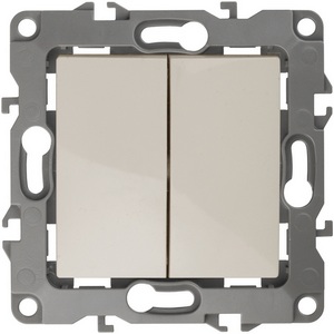 Изображение товара Выключатель встраиваемый двухклавишный (слоновая кость) ЭРА 12-1104-02