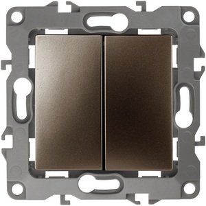 Изображение товара Выключатель встраиваемый двухклавишный (бронза) ЭРА 12-1104-13