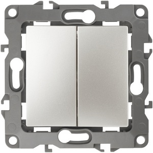 Изображение товара Выключатель встраиваемый двухклавишный (перламутровый) ЭРА 12-1104-15