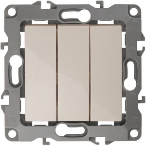 Изображение товара Выключатель встраиваемый трехклавишный (слоновая кость) ЭРА 12-1107-02