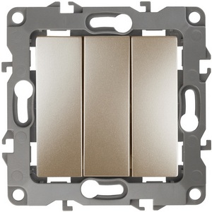 Изображение товара Выключатель встраиваемый трехклавишный (шампань) ЭРА 12-1107-04