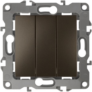 Изображение товара Выключатель встраиваемый трехклавишный (бронза) ЭРА 12-1107-13