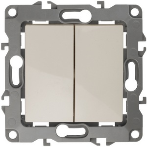 Изображение товара Перекрестный переключатель двухклавишный встраиваемый (слоновая кость) ЭРА 12-1112-02