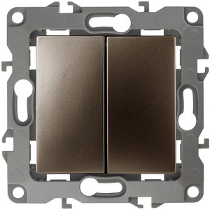 Изображение товара Перекрестный переключатель двухклавишный встраиваемый (бронза) ЭРА 12-1112-13