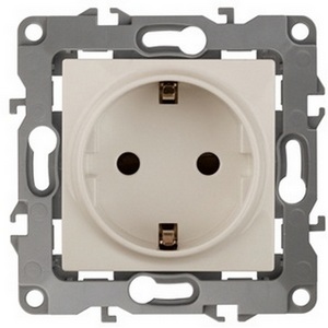 Изображение товара Розетка встраиваемая с заземлением (слоновая кость) ЭРА 12-2001-02