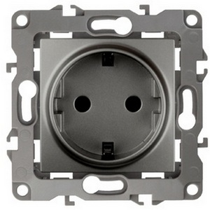 Изображение товара Розетка встраиваемая с заземлением (графит) ЭРА 12-2001-12