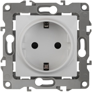 Изображение товара Розетка встраиваемая с заземлением (белый) ЭРА 12-2101-01