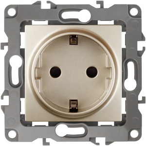 Изображение товара Розетка встраиваемая с заземлением (шампань) ЭРА 12-2101-04