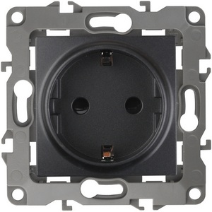Изображение товара Розетка встраиваемая с заземлением (антрацит) ЭРА 12-2101-05