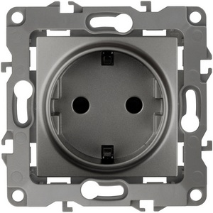 Изображение товара Розетка встраиваемая с заземлением (графит) ЭРА 12-2101-12