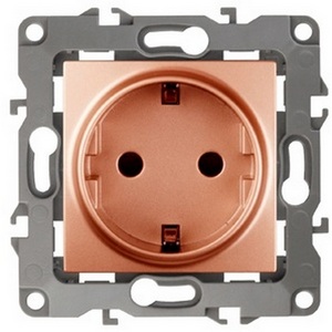 Изображение товара Розетка встраиваемая с заземлением (медь) ЭРА 12-2101-14